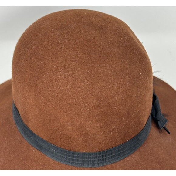 Goorin Bros Fancy Wool Hat Women’s Large Brown Felt Feather 1920s Classic City main image 9